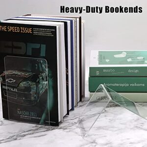 Clear Acrylic Book Ends, 4 Pcs Heavy Duty Non-Skid Bookends for Shelves/Desk, Office Home Book Stopper for Book, Video Games, CDs