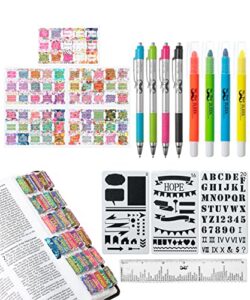 mr. pen- bible journaling kit with bible highlighters and pens no bleed, bible tabs, bible stencils, bible ruler, bible markers no bleed, bible journaling supplies, bible study kit, christian gifts