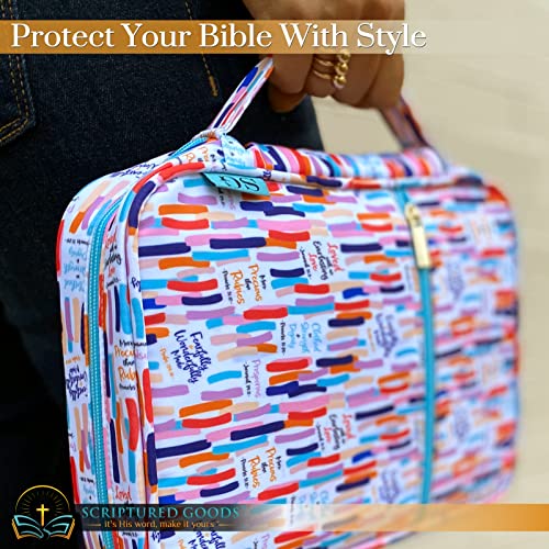 Bible Cover – Beautiful Bible Case with Inspiring Bible Verses for Women – Covers & Protects Your Prayer and Study Items - Keep His Word Close in This Unique Stylish Bag