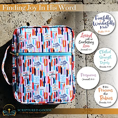 Bible Cover – Beautiful Bible Case with Inspiring Bible Verses for Women – Covers & Protects Your Prayer and Study Items - Keep His Word Close in This Unique Stylish Bag