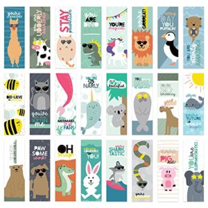 animal pun bookmarks / 2″ x 6″ motivational paper bookmark pack/bulk set of 24 classroom reward quotemarks/made in the usa