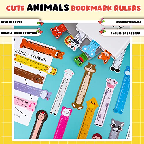 60 Pieces Animal Funny Bookmarks Cartoon Cute Bookmarks Reading Ruler Animal Bookmark Animal Theme Kid Bookmark for Kids Girls Students Adult