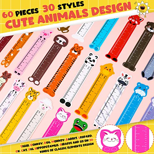 60 Pieces Animal Funny Bookmarks Cartoon Cute Bookmarks Reading Ruler Animal Bookmark Animal Theme Kid Bookmark for Kids Girls Students Adult