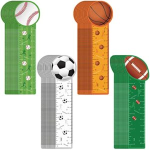 cute bookmarks ruler for kids sports themed cute bookmarks reading rulers party favor for kids birthday students, teens, basketball baseball football soccer party supplies classroom prizes (48 pieces)