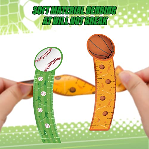 Cute Bookmarks Ruler for Kids Sports Themed Cute Bookmarks Reading Rulers Party Favor for Kids Birthday Students, Teens, Basketball Baseball Football Soccer Party Supplies Classroom Prizes (48 Pieces)