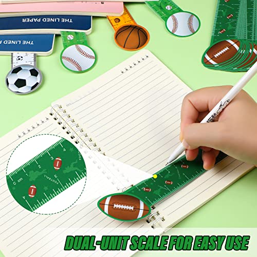 Cute Bookmarks Ruler for Kids Sports Themed Cute Bookmarks Reading Rulers Party Favor for Kids Birthday Students, Teens, Basketball Baseball Football Soccer Party Supplies Classroom Prizes (48 Pieces)