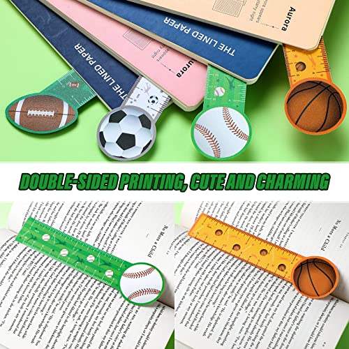 Cute Bookmarks Ruler for Kids Sports Themed Cute Bookmarks Reading Rulers Party Favor for Kids Birthday Students, Teens, Basketball Baseball Football Soccer Party Supplies Classroom Prizes (48 Pieces)