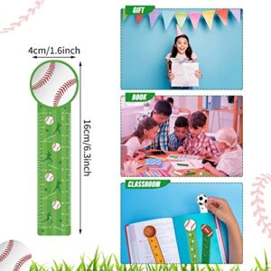 Cute Bookmarks Ruler for Kids Sports Themed Cute Bookmarks Reading Rulers Party Favor for Kids Birthday Students, Teens, Basketball Baseball Football Soccer Party Supplies Classroom Prizes (48 Pieces)