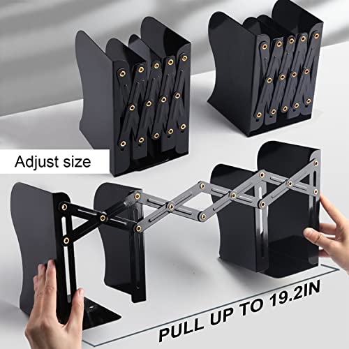 MDHAND Adjustable Bookend, Desk Magazine File Organizer Holder, Desk Organizer and Accessories for Office, Books, Papers, Extends up to 19 inches