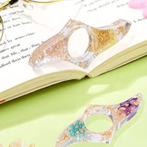Book Page Holder for Reading, 2 Pcs Dried Flower Resin Transparent Thumb Bookmark, Book Accessories for Reading Lovers, Gifts for Bookworm, Readers, Literary, Students, Teachers(Style1)