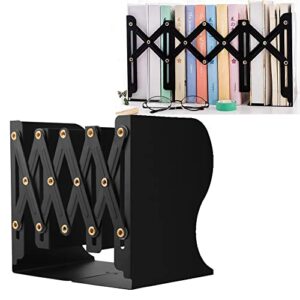 metal bookends for heavy books, sturdy book stopper to hold books heavy duty, adjustable book ends for office & school (black)