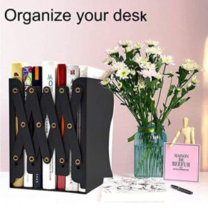 Metal Bookends for Heavy Books, Sturdy Book Stopper to Hold Books Heavy Duty, Adjustable Book Ends for Office & School (Black)