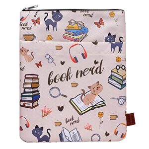 book sleeve for book lovers, book nerd book protector , book covers for paperbacks, washable fabric, book sleeves with zipper, medium 11 inch x 8.7 inch