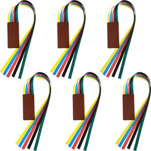 6 pieces bible ribbon bookmark multi ribbon page marker leatherette bookmark artificial leather bookmark with colorful ribbons for books (bright color)
