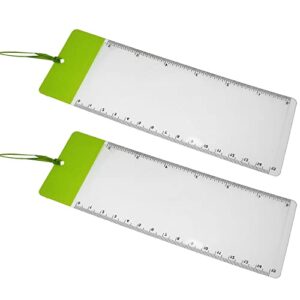 sqxbk magnifier bookmark 2pcs green magnifying fresnel lens bookmarks with 6inch ruler