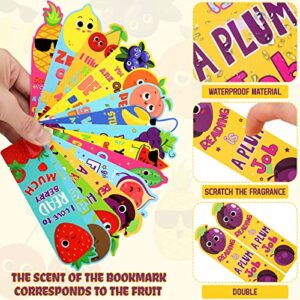 120 Pieces Scented Bookmarks Scratch and Sniff Bookmarks Fruit Bookmarks for Kids Cute Bookmarks Educational Book Markers for Office School Students Reader Supplies, 15 Scents