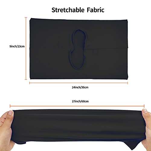 Black Stretchable Jumbo Book Sleeve Covers, Washable Durable Reusable Book Protector fits Hardcover Textbooks up to 9" X 12" Office Supply with Free Sticker Labels (1 Pack, Black)