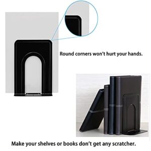 Book Ends, Heavy Duty Bookends to Hold Books, Metal Bookends for Home Office Decorative, Book Ends for Heavy Books/Movies/CD, Black 6.5 x 5 x 5.7 INES, 7 Pairs/ 14 Pieces