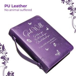 Bible Covers for Women and Girls - Leather Bible Case Bag Large and Medium Size Fits Books Up to 10.1 x 7 x 1.9 Inches - Gift for Women Bright Goods by DEHITE - Purple Faux PU Leather Bible Accessory