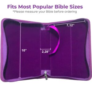 Bible Covers for Women and Girls - Leather Bible Case Bag Large and Medium Size Fits Books Up to 10.1 x 7 x 1.9 Inches - Gift for Women Bright Goods by DEHITE - Purple Faux PU Leather Bible Accessory