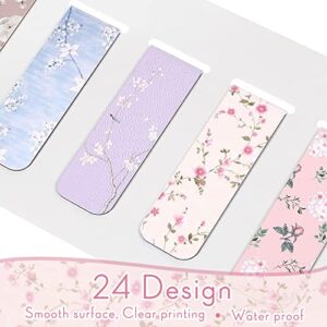 24 Pieces Magnetic Bookmarks for Women Floral Book Markers for Women Flower Planner Magnetic Bookmark Assorted Book Magnets Page Markers Clip Magnetic Bookmarks for Books Students Reading