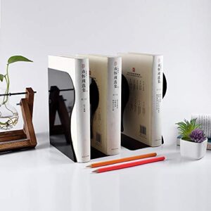 Adjustable Bookends, Metal Book Ends for Heavy Book, 2 Dividers, Nonslip Book Stander for Desk, Shelf, Office, Stationery Gift, Extends up to 19 inches (Black)