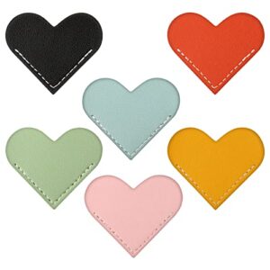 6pcs leather heart bookmark, 6x5cm/2.4×1.96inch corner bookmarks cute bookmark handmade heart bookmark accessories for women book lovers present (multicolored color)