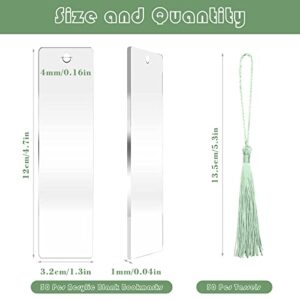 30 Pcs Acrylic Bookmark Blanks with 30 Pcs Tassels, ZYNERY Unfinished Transparent Bookmarks, Double Sided DIY Rectangle Bookmarks for Women, Kids, Book Lovers (3.2 x 12 cm/ 1.3 x 4.7 Inch)