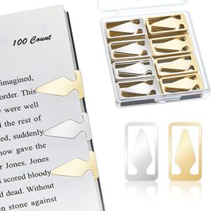 Book Line Markers 100 Count Tin Mixed Metals Bookmarkers Book Page Markers Arrow Bookmarks Gold Silver Book Marker Clip for Reading Teachers Students Book Lovers Men School Work