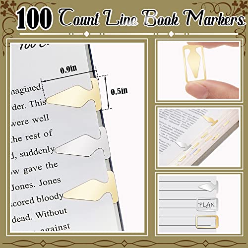 Book Line Markers 100 Count Tin Mixed Metals Bookmarkers Book Page Markers Arrow Bookmarks Gold Silver Book Marker Clip for Reading Teachers Students Book Lovers Men School Work