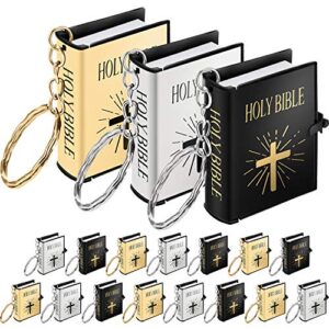 hicarer 18 pieces mini book keychain miniature book keyring for church souvenir gifts