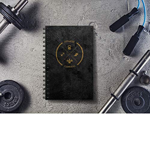 Global Printed Products Workout Fitness Journal Nutrition Planners: Clip-in Bookmark, Sturdy Binding, Thick Pages & Laminated Protective Cover (Black & Gold)