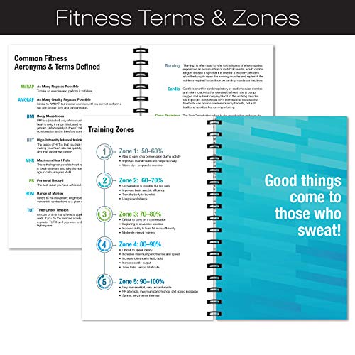 Global Printed Products Workout Fitness Journal Nutrition Planners: Clip-in Bookmark, Sturdy Binding, Thick Pages & Laminated Protective Cover (Black & Gold)