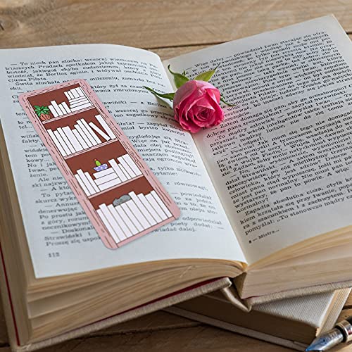 50 Pieces Book Tracker Bookmark Bookshelf Design Bookmark Double-Sided Reading Page Markers for Christmas Party Reader Writer Kids Student Book Lover Supplies