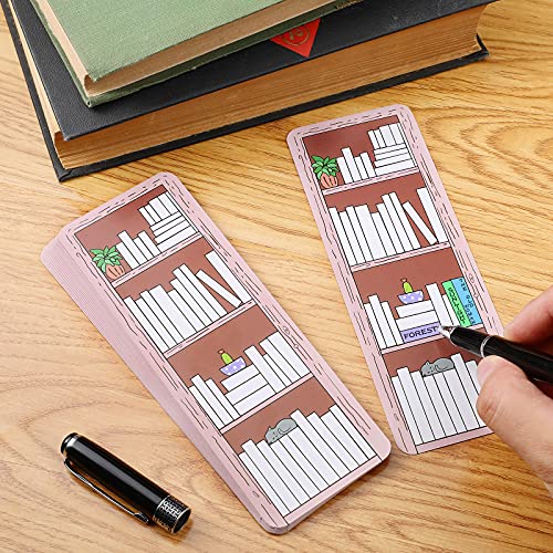 50 Pieces Book Tracker Bookmark Bookshelf Design Bookmark Double-Sided Reading Page Markers for Christmas Party Reader Writer Kids Student Book Lover Supplies