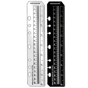 performore 2 pack of snap-in 8” bookmark rulers, black and clear plastic page marker divider pagefinder measuring today ruler for a5 size binder notebook planner with up to 7-hole ring configuration