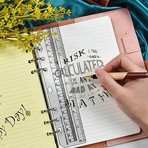 PERFORMORE 2 Pack of Snap-in 8” Bookmark Rulers, Black and Clear Plastic Page Marker Divider Pagefinder Measuring Today Ruler for A5 Size Binder Notebook Planner with Up to 7-Hole Ring Configuration