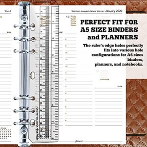 PERFORMORE 2 Pack of Snap-in 8” Bookmark Rulers, Black and Clear Plastic Page Marker Divider Pagefinder Measuring Today Ruler for A5 Size Binder Notebook Planner with Up to 7-Hole Ring Configuration