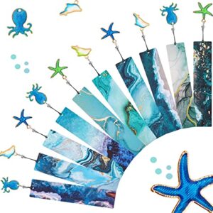 10 pieces ocean bookmarks,bookmarks for kids,page markers for students teachers reading with 10 multi ocean marine animal pendants for reading girl women children teen school classroom reading favor