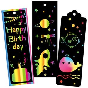 60 Set Scratch Bookmarks Easter Crafts Scratch Paper Art Animal Rainbow Gift Tags Party Pack Easter Birthday School Crafts for Kids