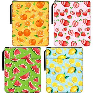 4 pcs book sleeve for book lovers orange lemon watermelon strawberry print book sleeve with zipper fruit book protector pouch washable fabric book covers paperback book pouch for teen adult girls gift