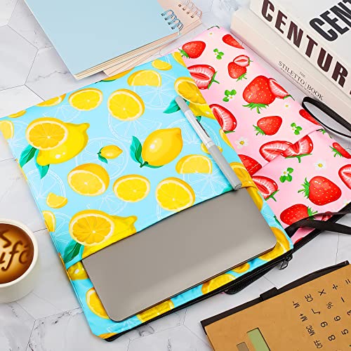 4 Pcs Book Sleeve for Book Lovers Orange Lemon Watermelon Strawberry Print Book Sleeve with Zipper Fruit Book Protector Pouch Washable Fabric Book Covers Paperback Book Pouch for Teen Adult Girls Gift