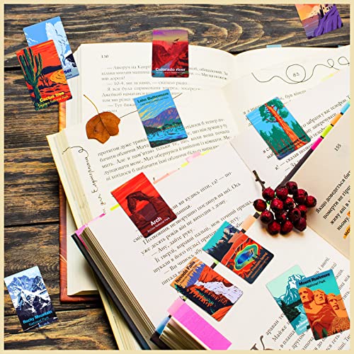 24 Pieces Magnetic Bookmarks National Park Magnetic Page Markers Assorted Inspirational Book Mark Set with National Park Landscape Book Marker Clip for Book Lovers Students Teachers Reading(Park)