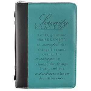Christian Art Gifts Women's Fashion Bible Cover Serenity Prayer, Aqua/Black Faux Leather (Medium)