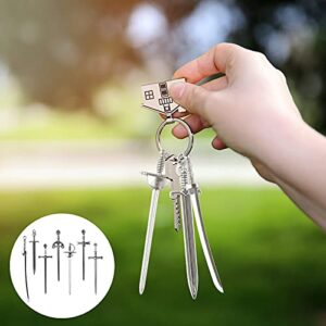 Molain Sword Bookmark Metal Bookmark- 14pcs Mini Sword Dagger Bookmark- Antique Silver Tachi Metal DIY Hanging Pendants Toy 7 Styles (Sliver)