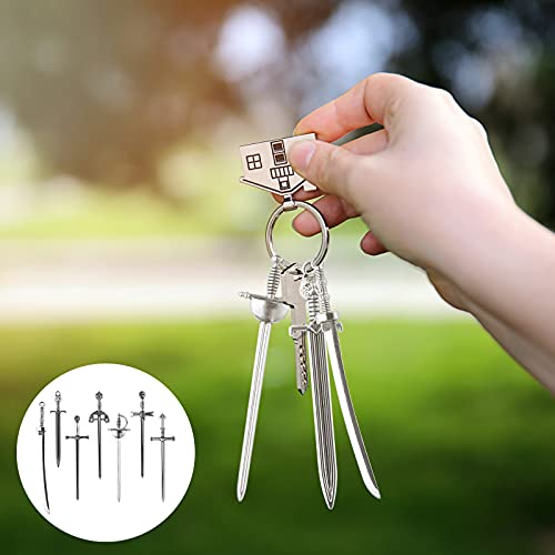 Molain Sword Bookmark Metal Bookmark- 14pcs Mini Sword Dagger Bookmark- Antique Silver Tachi Metal DIY Hanging Pendants Toy 7 Styles (Sliver)