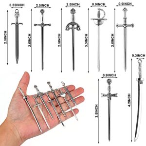 Molain Sword Bookmark Metal Bookmark- 14pcs Mini Sword Dagger Bookmark- Antique Silver Tachi Metal DIY Hanging Pendants Toy 7 Styles (Sliver)