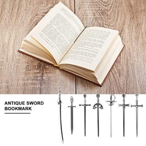 Molain Sword Bookmark Metal Bookmark- 14pcs Mini Sword Dagger Bookmark- Antique Silver Tachi Metal DIY Hanging Pendants Toy 7 Styles (Sliver)