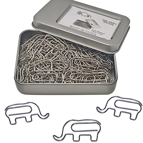 Cute Elephant Shaped Paper Clips Bookmarks, Funny Office Supplies Elephant Gifts for Women Men Coworkers Teachers, Silver 60 Pcs