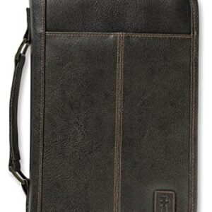 Aviator Bible Cover for Men, Zippered, with Handle, Leather Look, Brown, Extra Large